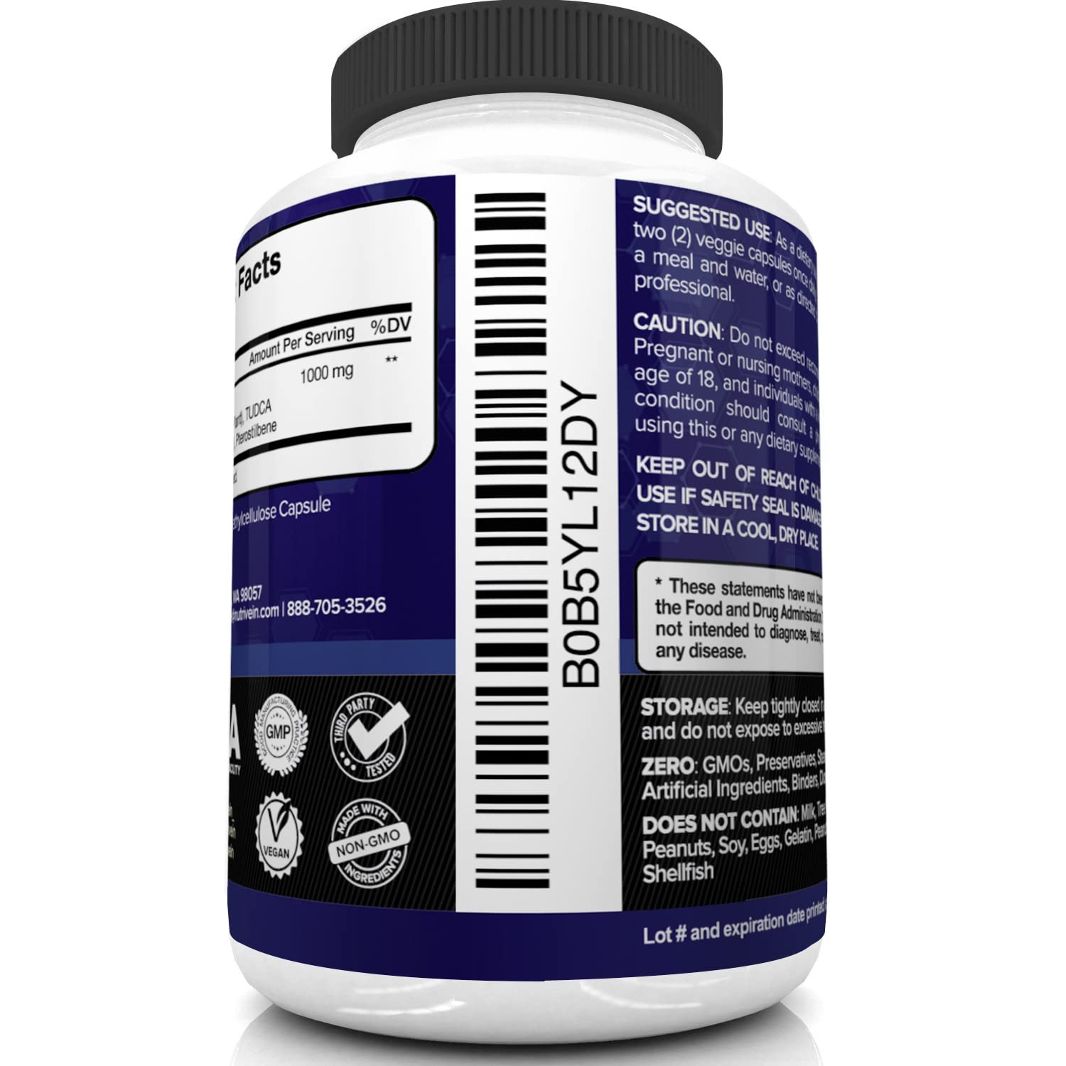 Foto 6 pulgar | Suplemento de Apoyo Hepático Nutrivein Tudca+ 1000 mg 60 Cápsulas - Venta Internacional