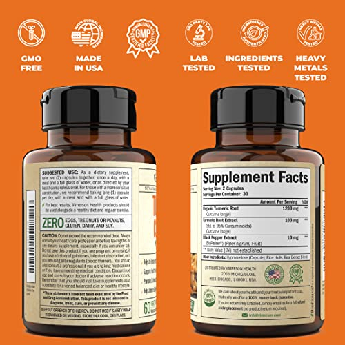 Foto 3 pulgar | Suplemento De Cúrcuma Y Curcumina 1300 Mg Con Bioperine 60 Cápsulas - Venta Internacional.