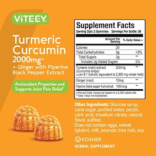 Foto 4 | Complemente Las Gomitas De Curcumina Y Cúrcuma Viteey Con Jengibre Y Pimienta - Venta Internacional.