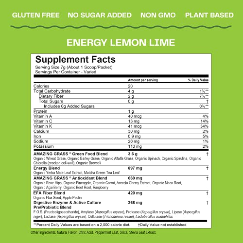 Foto 5 pulgar | Super Greens Powder Amazing Grass Energy, 30 Porciones - Venta Internacional.
