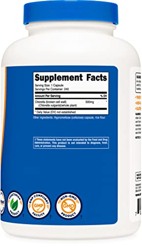 Foto 5 pulgar | Cápsulas de Clorella Nutricost 500 mg 240 Cápsulas - Venta Internacional