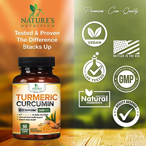 Foto 4 pulgar | Suplemento Nature's Nutrition, Cúrcuma Y Curcumina, 2600 Mg, 60 Ca - Venta Internacional.