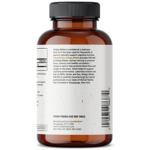 Foto 6 pulgar | Suplemento Futurebiotics Ginkgo Biloba 500 Mg 250 Cápsulas - Venta Internacional