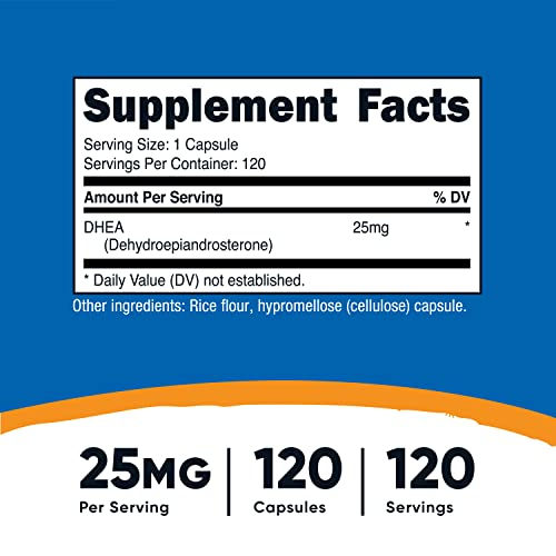 Foto 3 pulgar | Suplemento Nutricost Dhea 25 Mg 120 Cápsulas Sin Gluten - Venta Internacional.