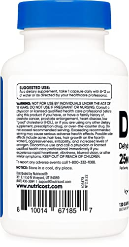 Foto 4 pulgar | Suplemento Nutricost Dhea 25 Mg 120 Cápsulas Sin Gluten - Venta Internacional.