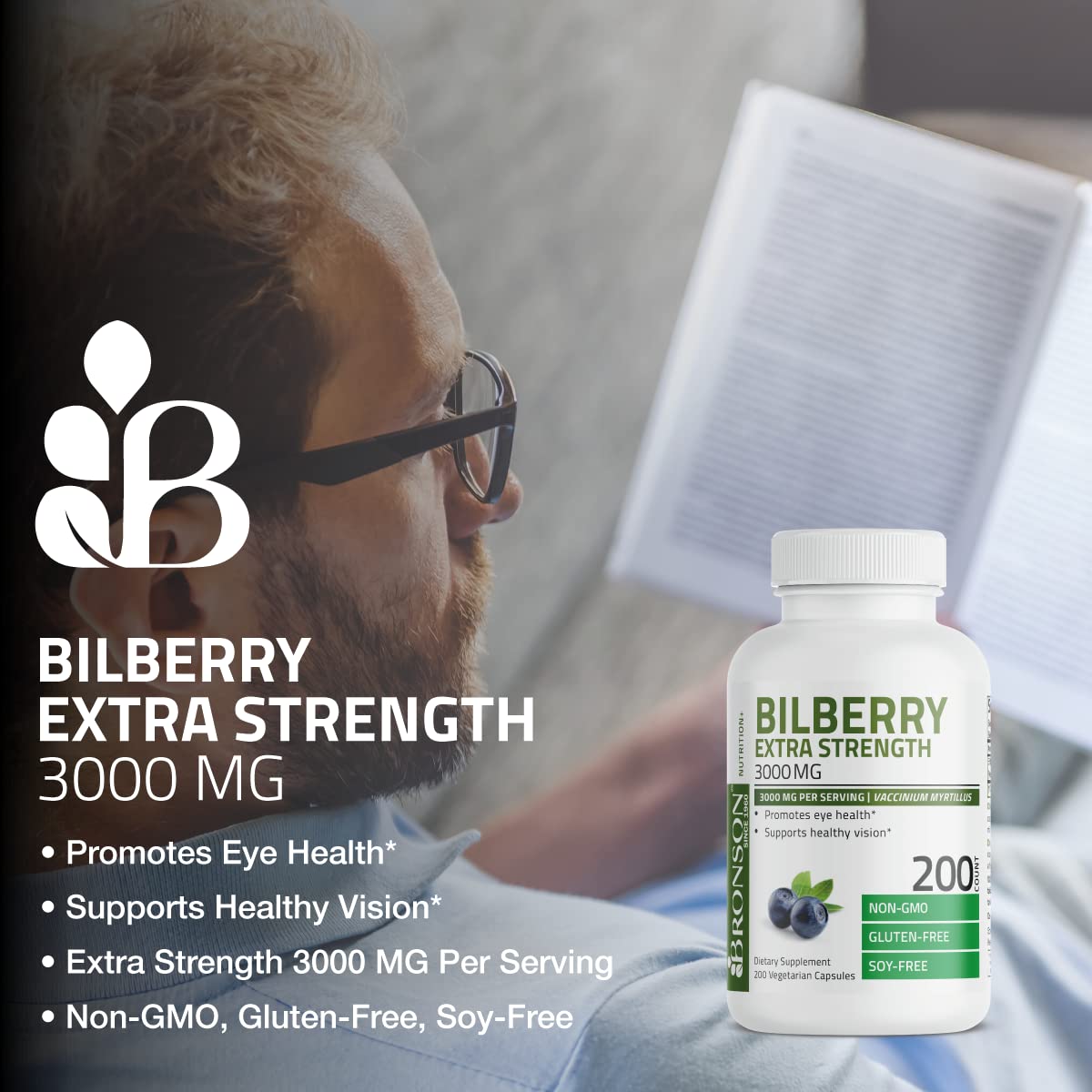 Foto 4 pulgar | Suplemento Bronson Bilberry Extra Strength 3000 Mg Vegano - Venta Internacional.