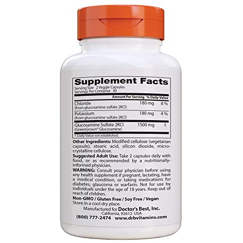 Foto 3 pulgar | Suplemento Doctor's Best De Sulfato De Glucosamina Vegano 750 Mg - Venta Internacional.