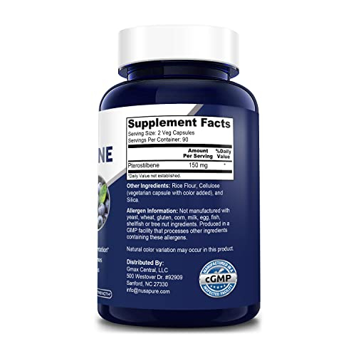 Foto 3 pulgar | Suplemento Nusapure De Pterostilbeno 150 Mg, 180 Cápsulas Vegetarianas - Venta Internacional.