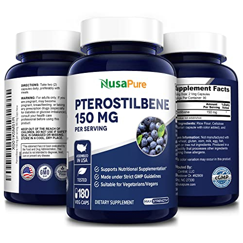 Foto 5 pulgar | Suplemento Nusapure De Pterostilbeno 150 Mg, 180 Cápsulas Vegetarianas - Venta Internacional.