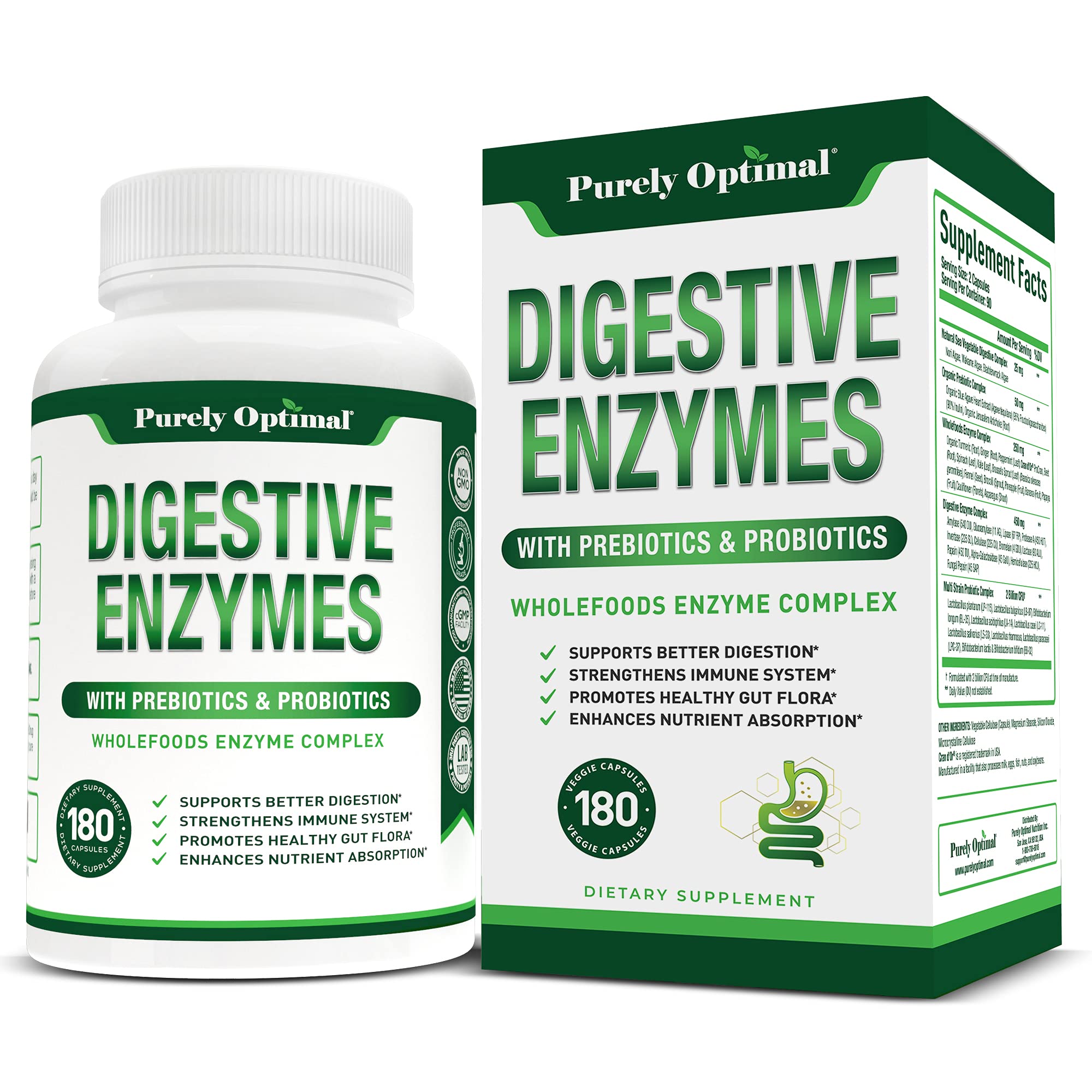 Foto 2 pulgar | Enzimas Digestivas Purely Optimal Premium con Prebióticos Y Pro - Venta Internacional