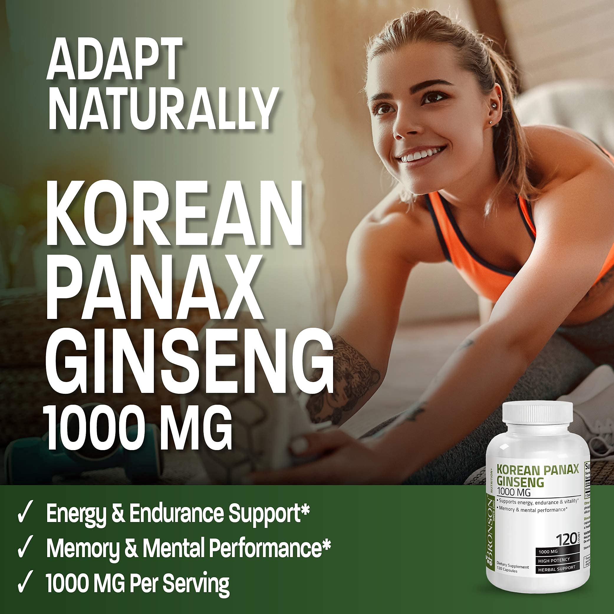 Foto 4 pulgar | Suplemento Bronson Korean Panax Ginseng 1000 mg para Obtener Energía - Venta Internacional