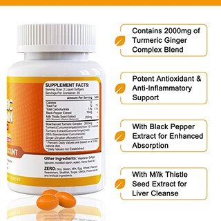 Foto 4 | Suplemento Envycure Cúrcuma y Curcumina 2000 mg Cápsulas Blandas 120 Unidades - Venta Internacional