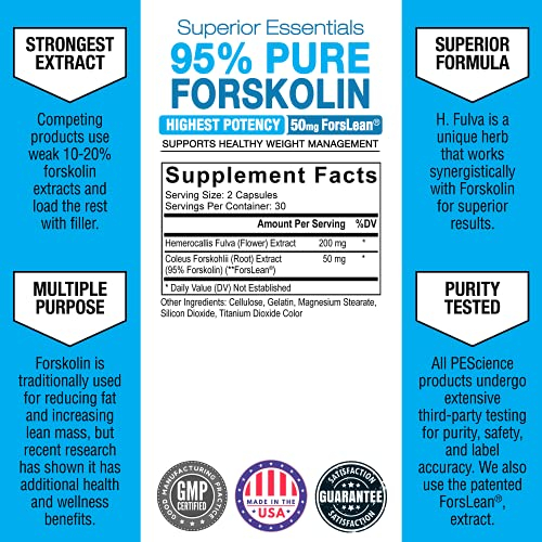 Foto 4 pulgar | Suplemento Pescience Extracto de Forskolina 95% Puro 60 Cápsulas - Venta Internacional