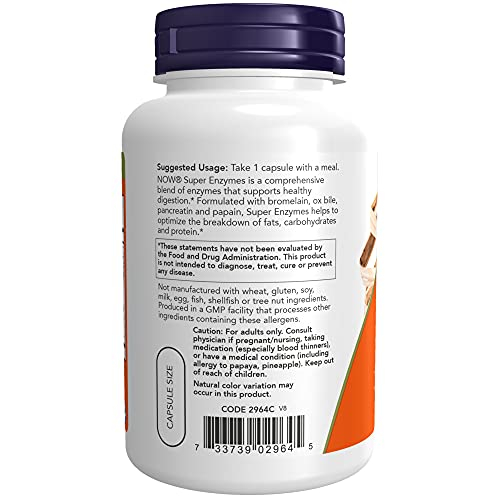 Foto 4 pulgar | Suplemento Now Super Enzymes 180 Cápsulas con Bromelina - Venta Internacional