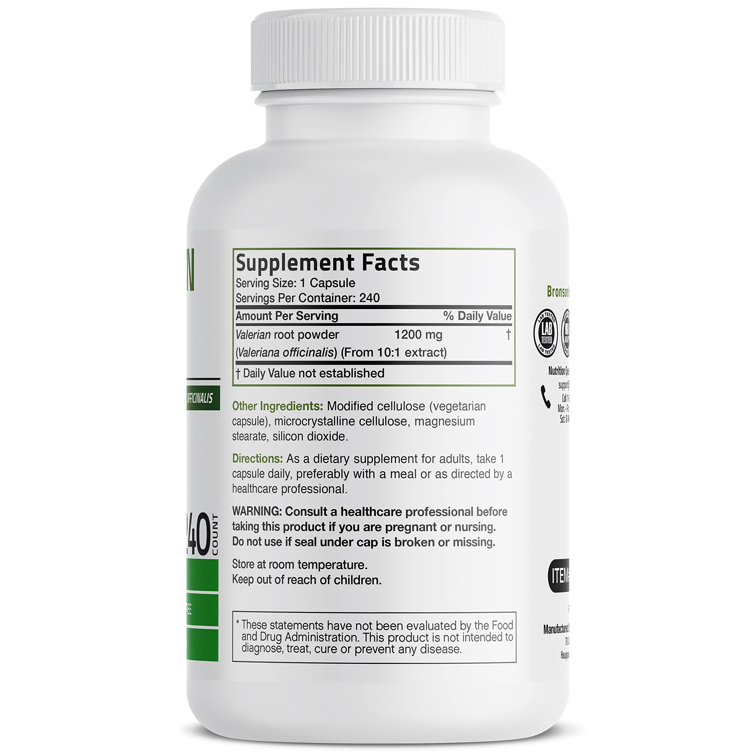 Foto 3 pulgar | Suplemento de Raíz de Valeriana Bronson 1200 Mg - Venta Internacional