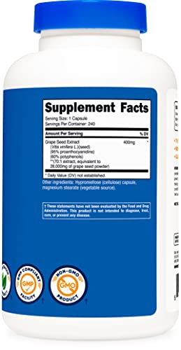 Foto 5 pulgar | Suplemento Nutricost de Extracto de Semilla de Uva 28 000 mg 240 Cápsulas - Venta Internacional