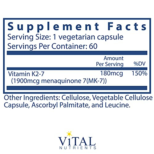 Foto 3 pulgar | Suplemento Vital Nutrients K2-7 60 Cápsulas Vegetarianas - Venta Internacional