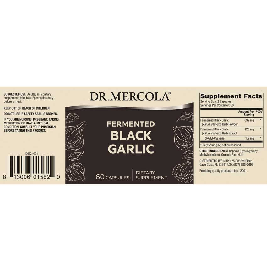 Foto 3 pulgar | Suplemento Dietético Dr. Mercola Fermentado Black Garlic 60 Cápsulas - Venta Internacional