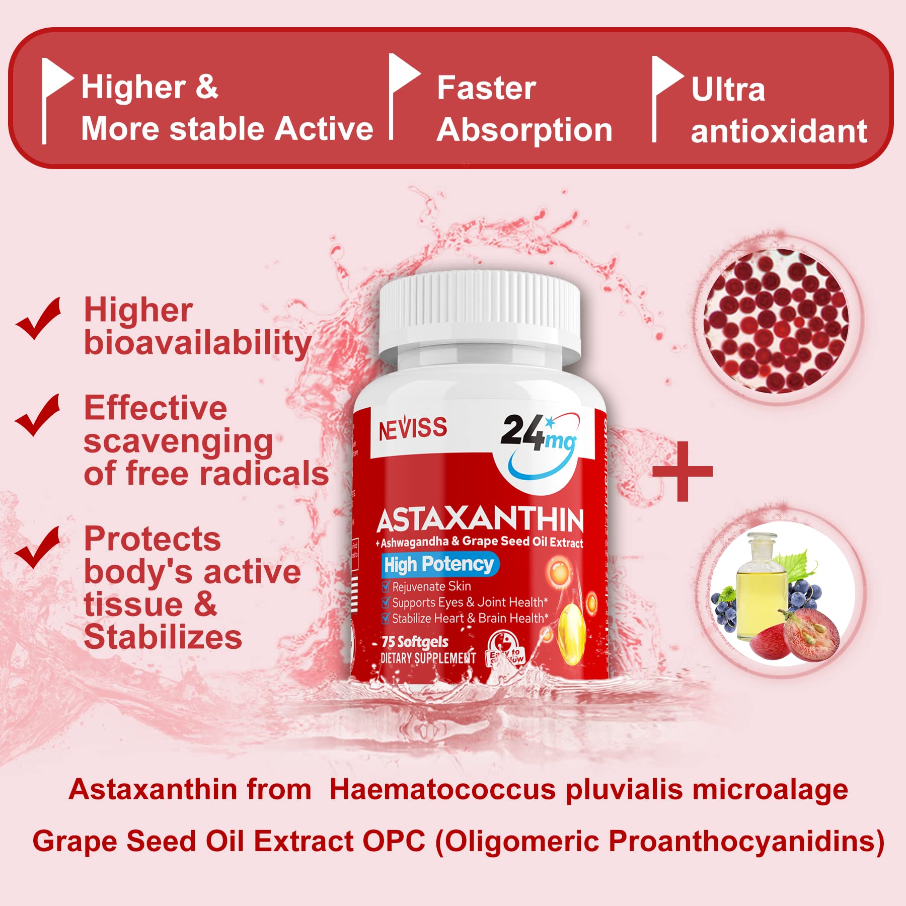 Foto 4 pulgar | Suplemento de Astaxantina Neviss de 24 mg con Suministro de Uva para 5 Meses - Venta Internacional