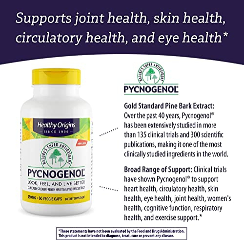 Foto 8 pulgar | Suplemento de Pycnogenol Healthy Origins 150 Mg 60 Cápsulas Vegetarianas - Venta Internacional