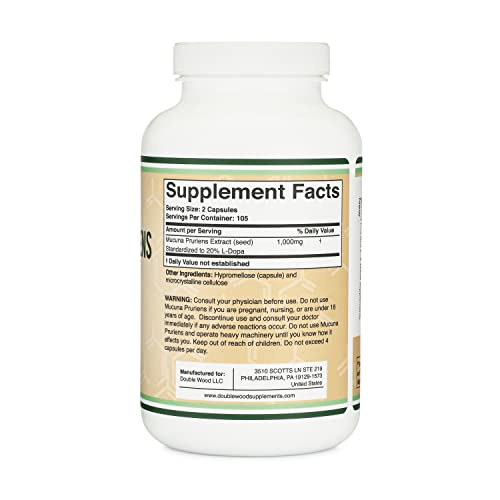 Foto 6 | Suplemento de Extracto de Mucuna Pruriens de Double Wood 210 Cápsulas - Venta Internacional