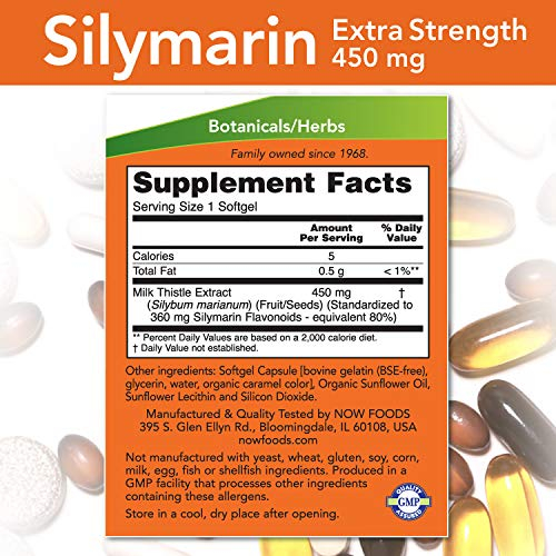 Foto 3 pulgar | Suplemento Now Cardo Mariano con Silimarina 450 mg 120 Cápsulas Blandas - Venta Internacional