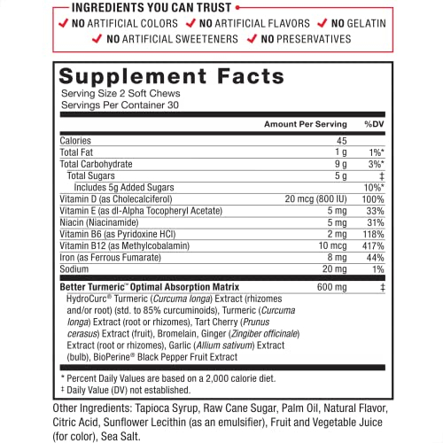 Foto 6 pulgar | Suplemento Force Factor Better Turmeric Inflammation 60 Chew - Venta Internacional