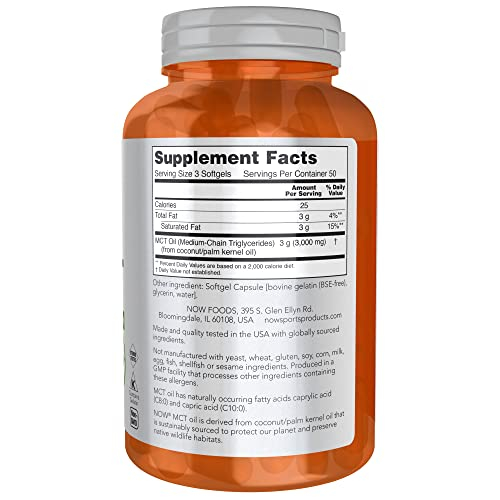 Foto 3 pulgar | Aceite Mct Supplement Now Sports Nutrition 1000 mg,150 Cápsulas Blandas - Venta Internacional