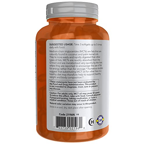 Foto 4 pulgar | Aceite Mct Supplement Now Sports Nutrition 1000 mg,150 Cápsulas Blandas - Venta Internacional