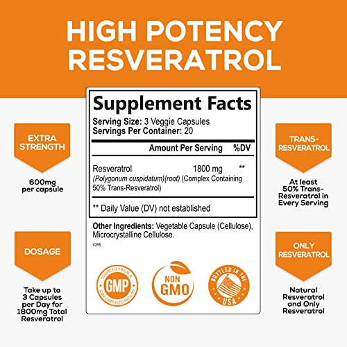 Foto 3 pulgar | Suplemento de Resveratrol Nature's Nutrition 1800 mg 60 Cápsulas - Venta Internacional