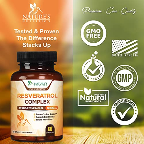 Foto 5 pulgar | Suplemento de Resveratrol Nature's Nutrition 1800 mg 60 Cápsulas - Venta Internacional