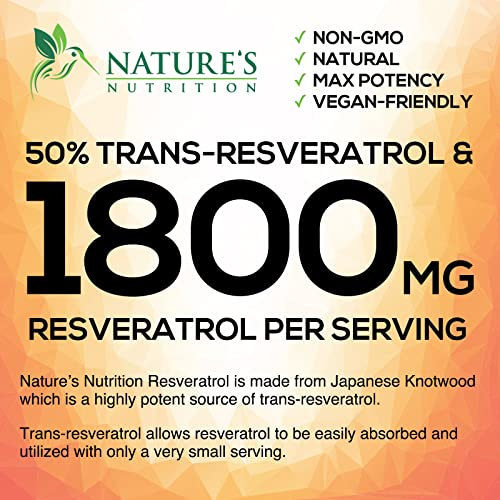Foto 6 pulgar | Suplemento de Resveratrol Nature's Nutrition 1800 mg 60 Cápsulas - Venta Internacional