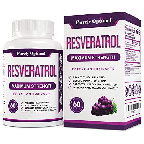 Foto 2 pulgar | Complementa 1500 Mg De Resveratrol Purely Optimal Con Antioxidante - Venta Internacional