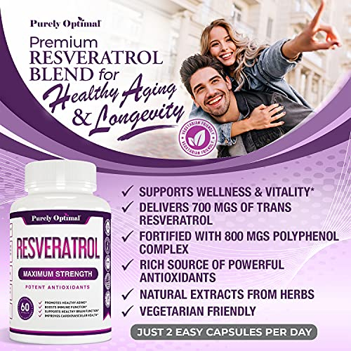 Foto 5 pulgar | Complementa 1500 Mg De Resveratrol Purely Optimal Con Antioxidante - Venta Internacional