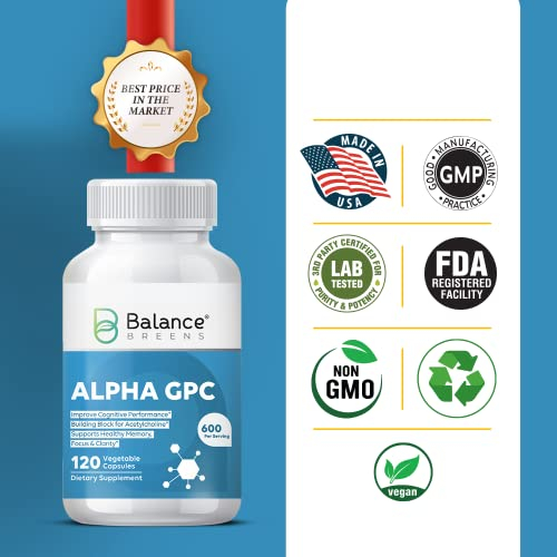 Foto 4 pulgar | Supplement Balance Breens Alpha Gpc Colina 600 Mg 120 Cápsulas - Venta Internacional.