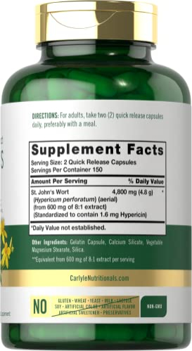 Foto 3 pulgar | Suplemento Carlyle St. John's Wort 300 Cápsulas 4800 Mg - Venta Internacional.