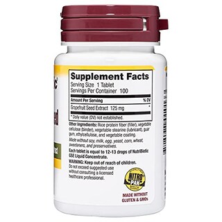 Foto 3 | Suplemento Nutribiotic De Extracto De Semilla De Pomelo 125 Mg 100 Tabletas - Venta Internacional.