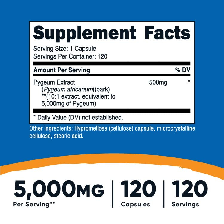 Foto 3 pulgar | Suplemento Nutricost Pygeum 5000 Mg 120 Cápsulas - Venta Internacional.