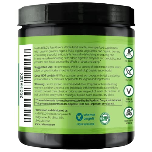 Foto 3 pulgar | Superalimento En Polvo Naturelo Raw Greens, Sin Azúcar, 60 Porciones - Venta Internacional.