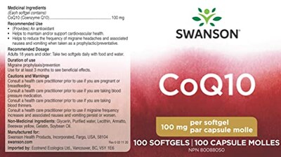 Foto 2 | Suplemento Swanson Coq10 Energy Antioxidant Support 100 Mgx10 - Venta Internacional.