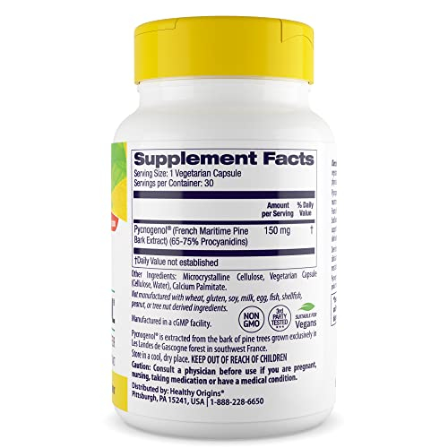 Foto 4 pulgar | Suplemento Healthy Origins Pycnogenol 150 Mg 30 Comprimidos - Venta Internacional.