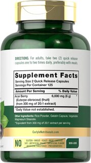 Foto 2 | Suplemento Carlyle Acai Berry, Cápsulas De 6000 Mg, 250 Unidades - Venta Internacional.