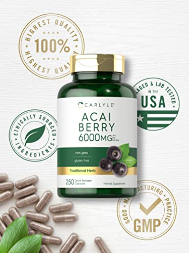 Foto 6 pulgar | Suplemento Carlyle Acai Berry, Cápsulas De 6000 Mg, 250 Unidades - Venta Internacional.
