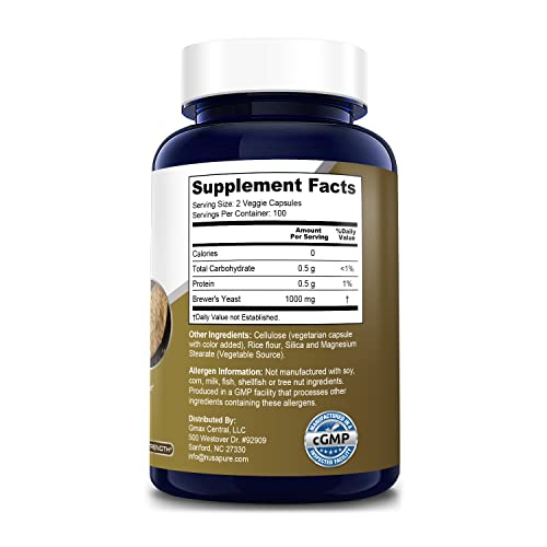 Foto 3 pulgar | Suplemento Nusapure Brewers Yeast 1000 Mg 200 Cápsulas Vegetariano - Venta Internacional.