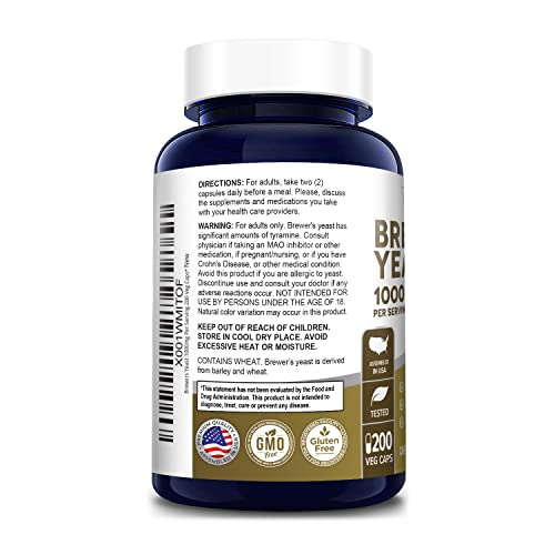 Foto 4 pulgar | Suplemento Nusapure Brewers Yeast 1000 Mg 200 Cápsulas Vegetariano - Venta Internacional.