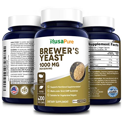 Foto 4 | Suplemento Nusapure Brewers Yeast 1000 Mg 200 Cápsulas Vegetariano - Venta Internacional.