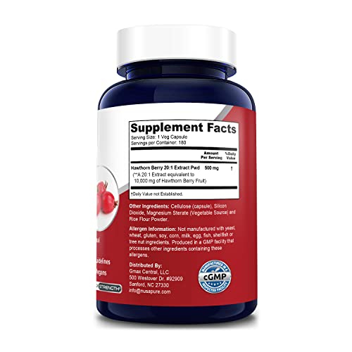 Foto 4 pulgar | Suplemento De Bayas De Espino Blanco Nusapure, 10.000 Mg, 180 Vcaps - Venta Internacional.
