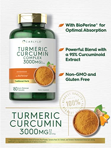 Foto 4 pulgar | Suplemento De Curcumina De Cúrcuma Carlyle 3000 Mg 180 Cápsulas - Venta Internacional.