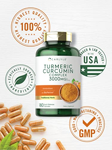 Foto 6 pulgar | Suplemento De Curcumina De Cúrcuma Carlyle 3000 Mg 180 Cápsulas - Venta Internacional.