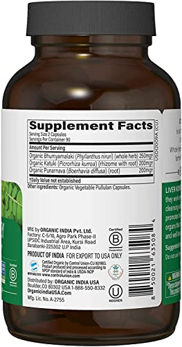 Foto 4 pulgar | Suplemento Organic India Liver Kidney Detox 90 Cápsulas - Venta Internacional.